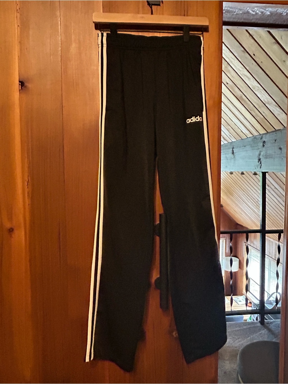 adidas Black Track Pants with White Side Stripes
